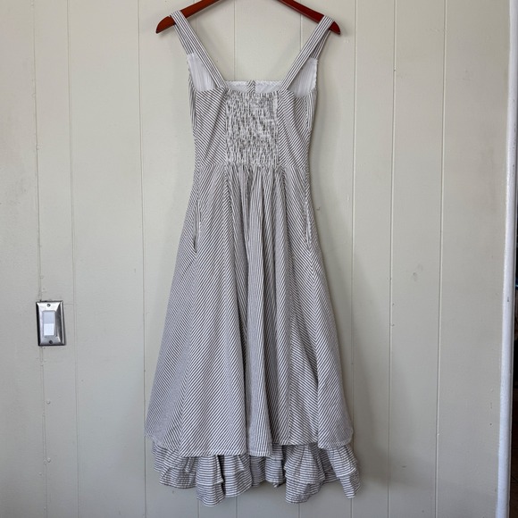 Anthropologie Women's Striped Midi Dress Smocked Back Size 00 Cowgirl Prairie - Picture 5 of 15